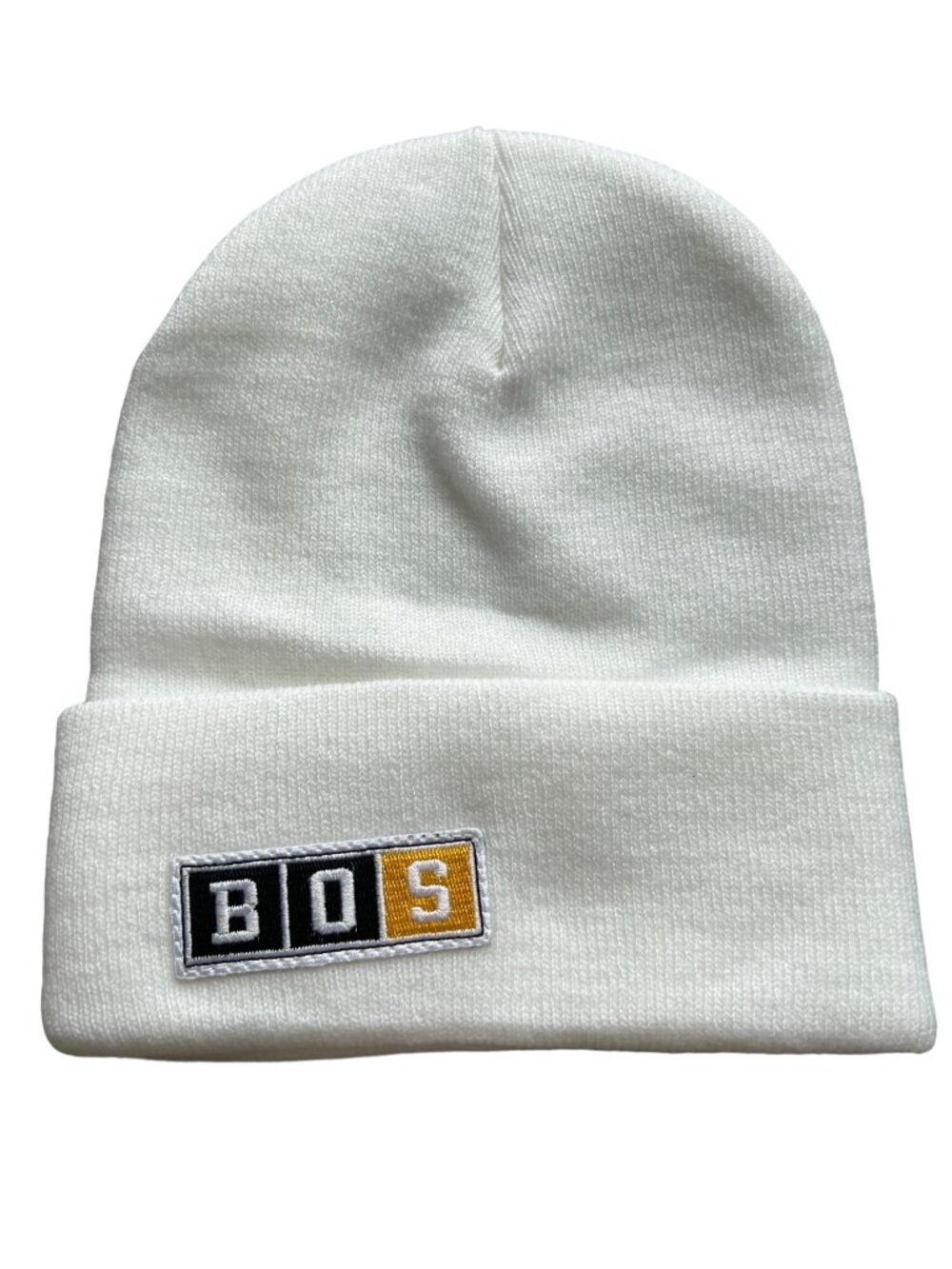 Beechfield Beanie Hat One Size BOS Boston Hockey White Acrylic Cozy Knit Staple